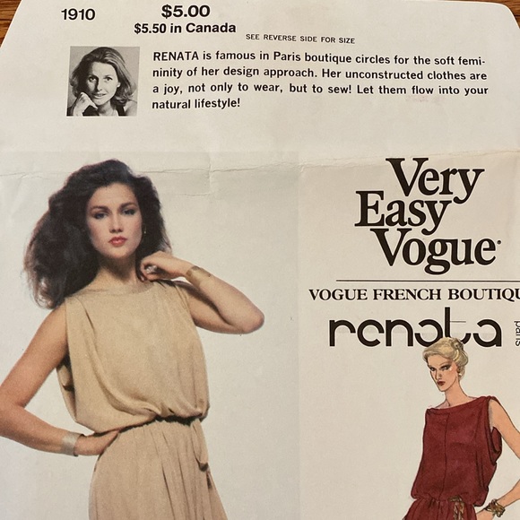 VTG Vogue French Boutique Designer Renata UNCUT Sewing Pattern - Picture 8 of 11